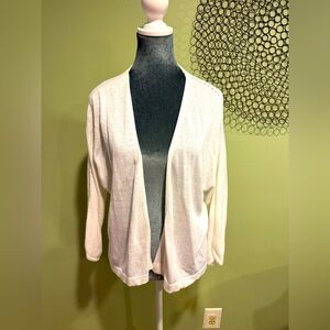 J. Jill White Open-Front Linen Cardigan Sweater